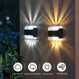 1pc LED Solar Wall Light, Outdoor Garden Yard Decoration, Household Night Light, Waterproof Upper And Lower Luminous Decorative Wall Light