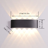 10W 3000K LED Up & Down Wall Light - Modern Black Outdoor IP65 Waterproof Wall Light For Bedrooms