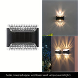 1pc LED Solar Wall Light, Outdoor Garden Yard Decoration, Household Night Light, Waterproof Upper And Lower Luminous Decorative Wall Light