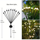 Solar Firefly Garden Lights - Set of 6/8/10 LED Wind-Driven Lamps for Lawn Decoration and Ramadan Festival