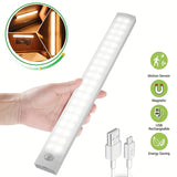 Light Up Your Home With 1pc Motion Sensor Cabinet Light - USB Rechargeable & Battery Powered!