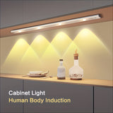 Motion-Activated LED Cabinet Light: Ultra Thin, Wireless, USB Rechargeable, Dimmable, Tricolor Dimming - Ideal for Kitchen, Bedroom, and Wardrobe